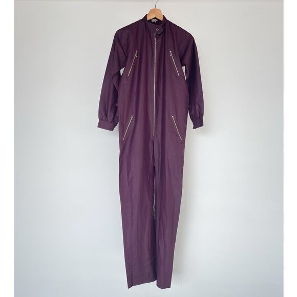 Vintage 80's Plum Zip Up Jumpsuit / Scharfex / Sz 34 / READ / Flight Suit - Picture 1 of 10